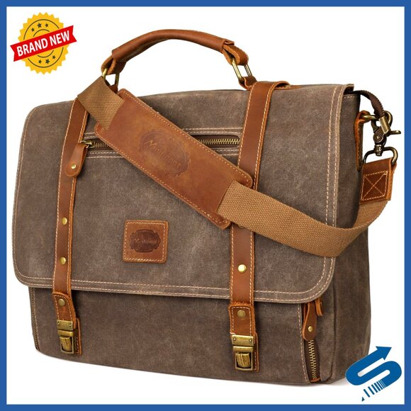 Other - 15.6 Inch Laptop Messenger Bag Waterproof Leather Briefcase 16 Pockets